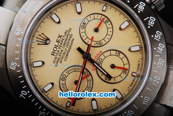 Rolex Daytona Miyota Quartz Movement Full PVD with Yellow Dial and White Stick Markers - Click Image to Close